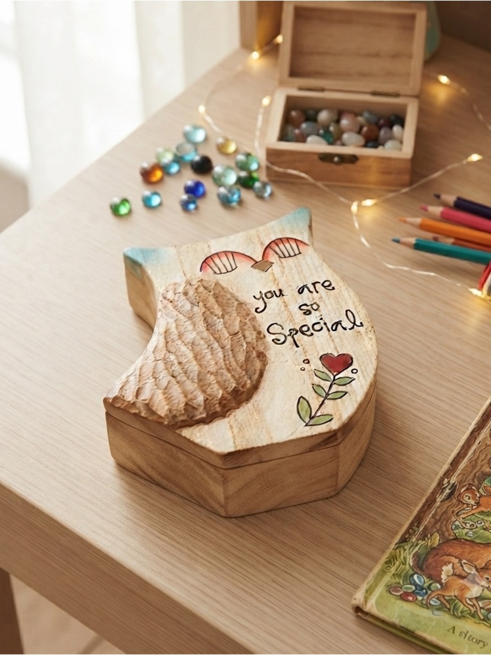 Handcrafted 'You Are So Special' Owl Wood Style Keepsake Box